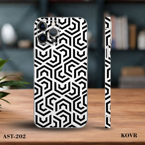 AST-202- Black & White Geometric Pattern Mobile Skin