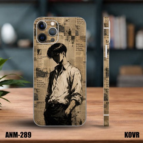 ANM-289- Levi Newspaper Art Mobile Skin