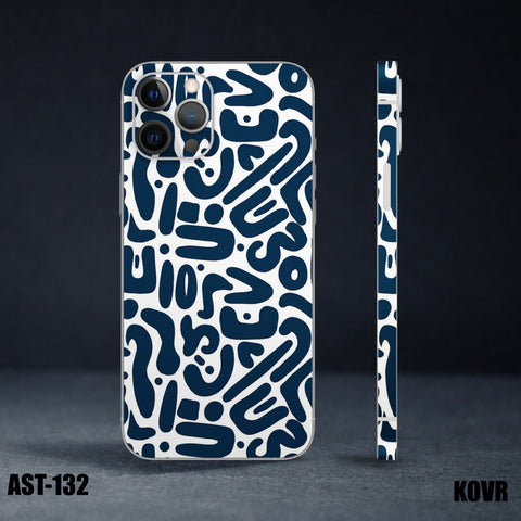 AST-132- White & Blue Pattern Mobile Skin