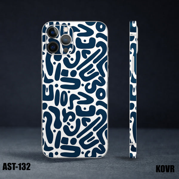 AST-132- White & Blue Pattern Mobile Skin