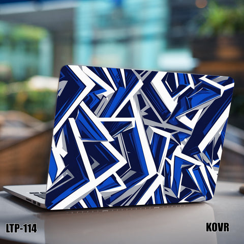 LTP-114- Geometric Pattern White & Blue Laptop Skin