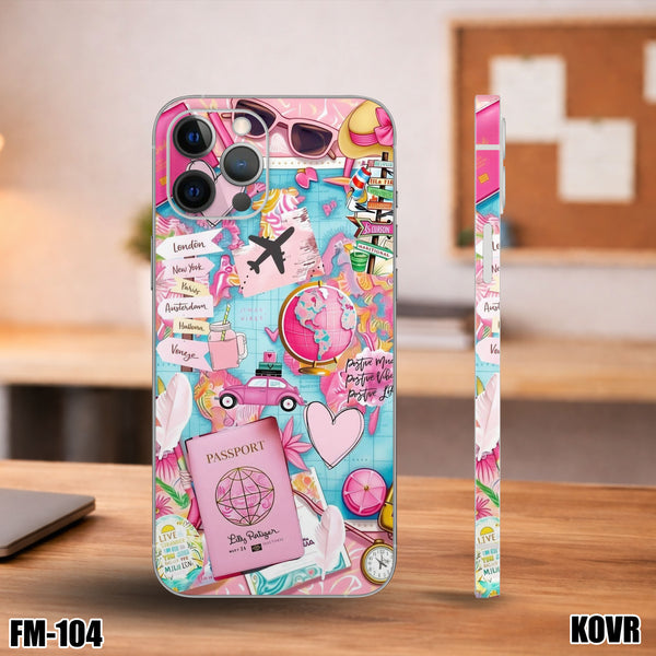 FM-104 - Pink Travel Map Mobile Skin