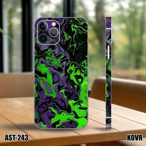 AST-243- Green & Purple Wavy Pattern Mobile Skin