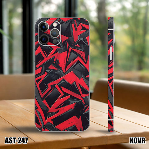 AST-247- Red & Black Geometric Pattern Mobile Skin
