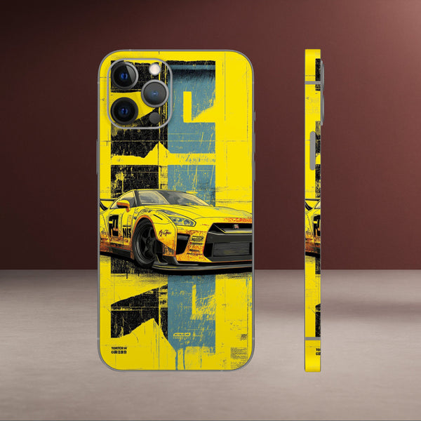 CAR-123-Yellow Nissan GTR Drift Mobile Skin
