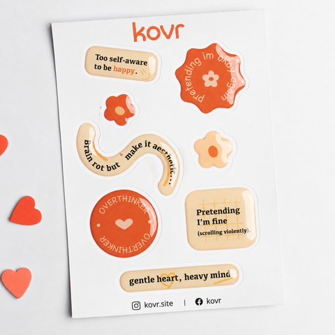 8 Cute Overthinker 3D Stickers-ST-108