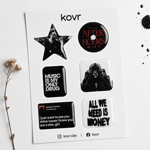6 Black After Hours 3D Stickers-ST-111
